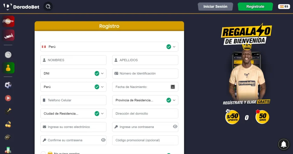 Doradobet registro